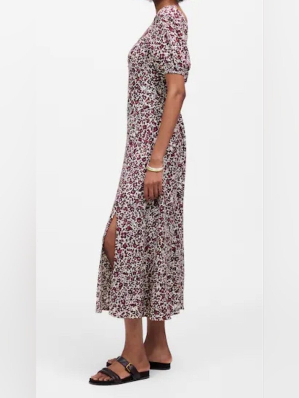 NWT Madewell Puff Sleeve Sweetheart Midi Dress in Floral  Size 6